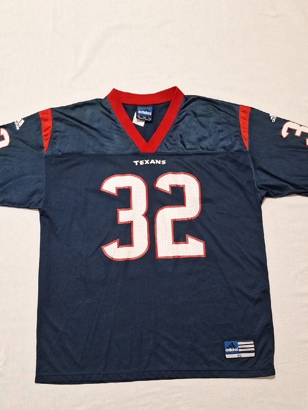 adidas Navy and Red Texans #32 Football Jersey